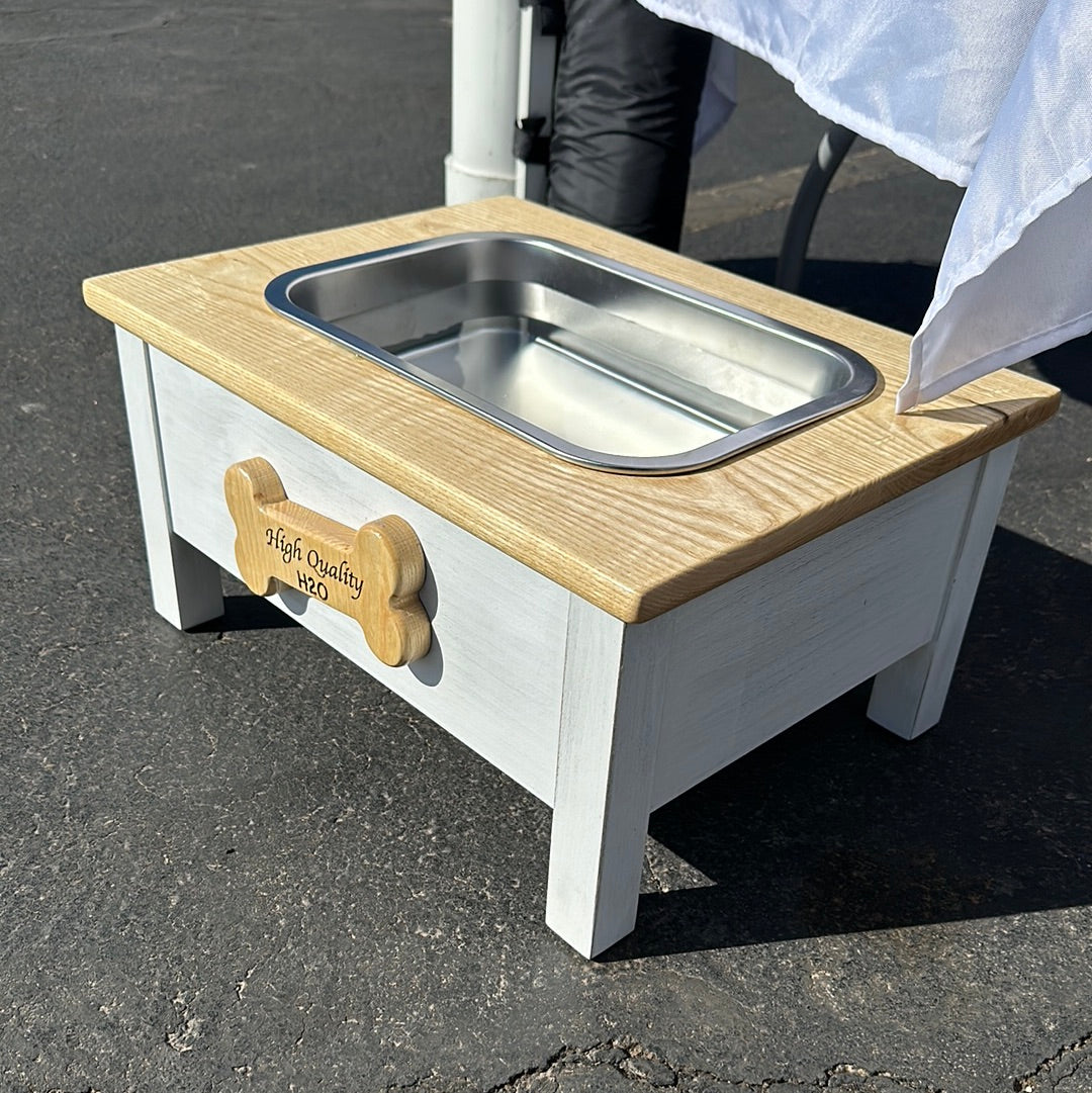 Solid Hardwood Dog Water Trough | Pet Feeding & Water Bowl | Available in 3 Sizes for Water or Food