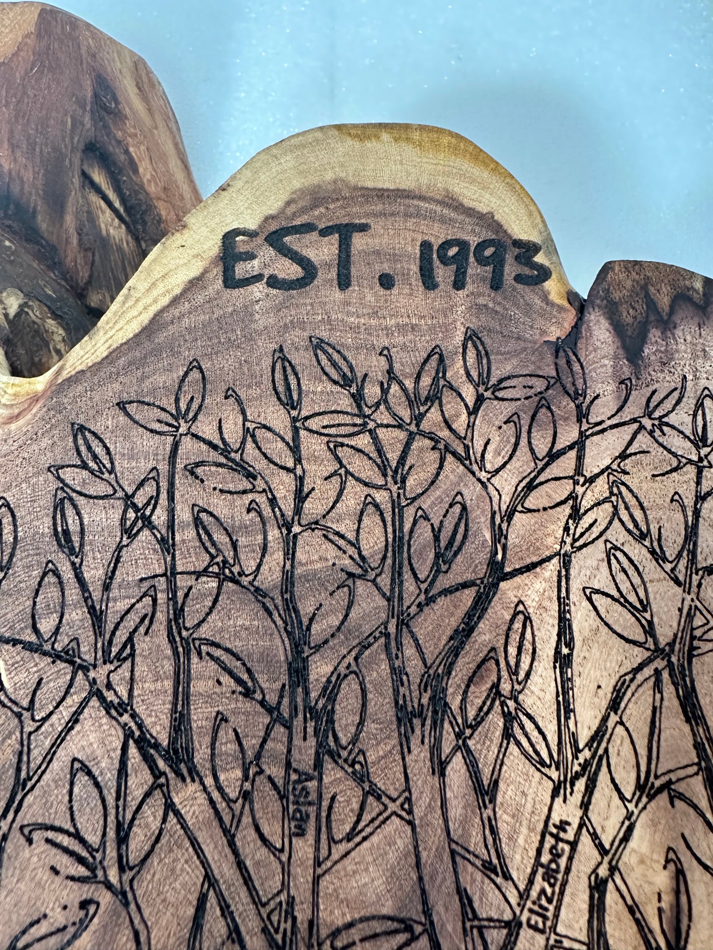 Custom Family Tree Engraving on Mesquite Round | Personalized Wood Art | Made to Order