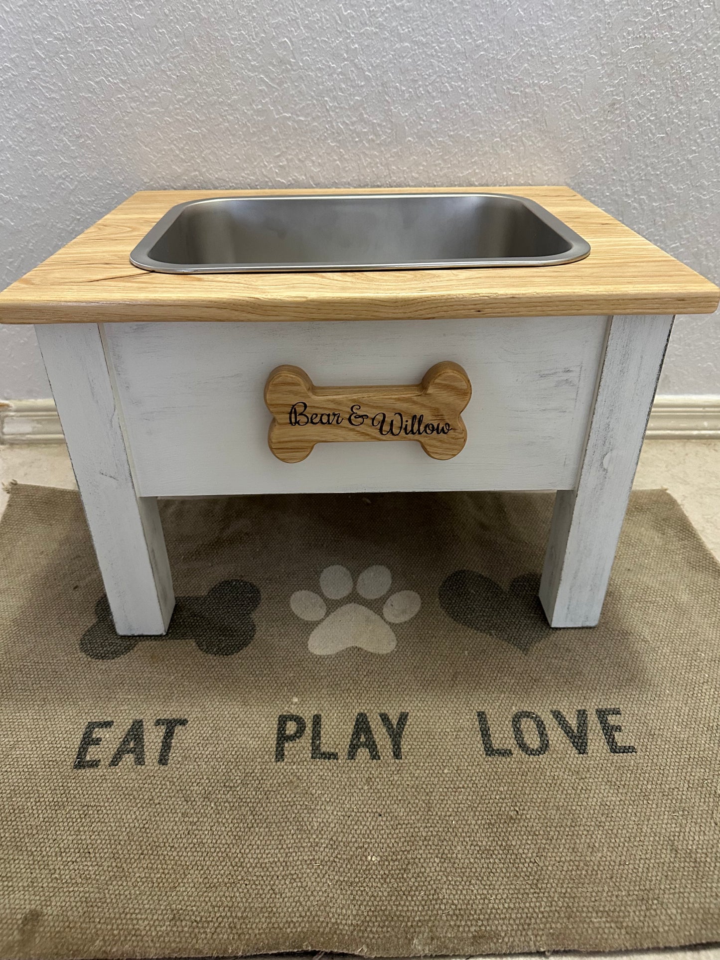 Solid Hardwood Dog Water Trough | Pet Feeding & Water Bowl | Available in 3 Sizes for Water or Food