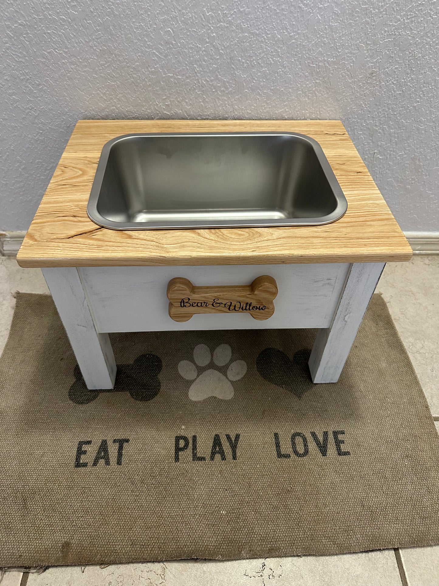 Solid Hardwood Dog Water Trough | Pet Feeding & Water Bowl | Available in 3 Sizes for Water or Food