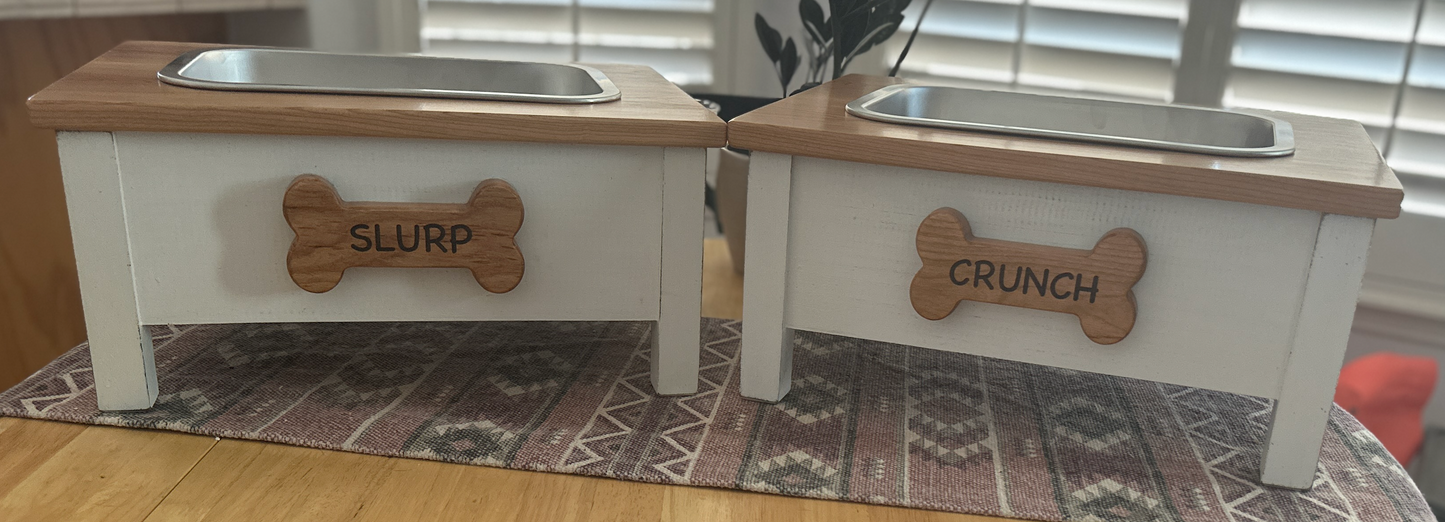 Solid Hardwood Dog Water Trough | Pet Feeding & Water Bowl | Available in 3 Sizes for Water or Food